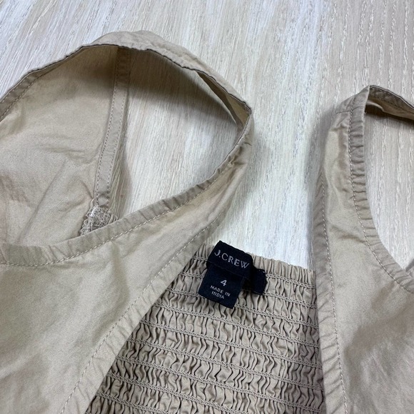 J Crew Tan Neutral Button Down Lagenlook Tank Shirt Casual Midi Dress Size 4 - Picture 13 of 16